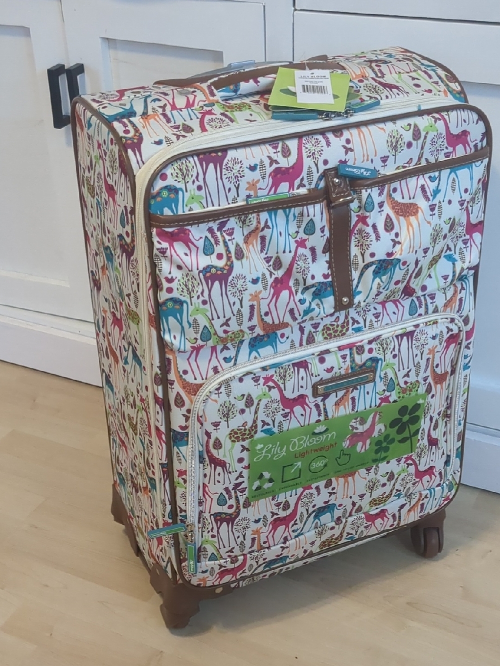 Lily Bloom Luggage Checked 24" Suitcase Collection Giraffe -With Spinner wheels